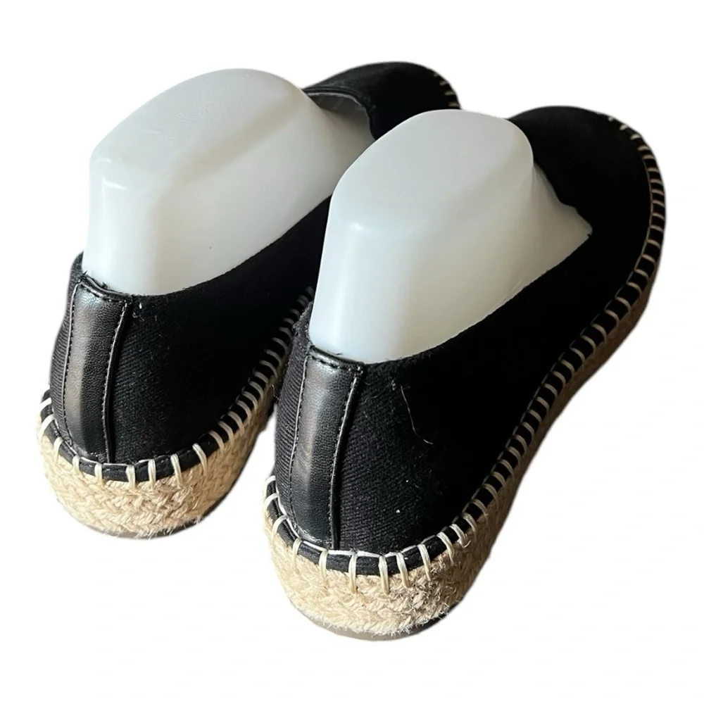 Joie Cara Black Flat Canvas Espadrille Shoes - Size 8M